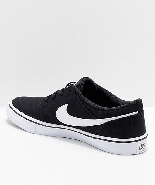 nike sb portmore ii black & white canvas skate shoes