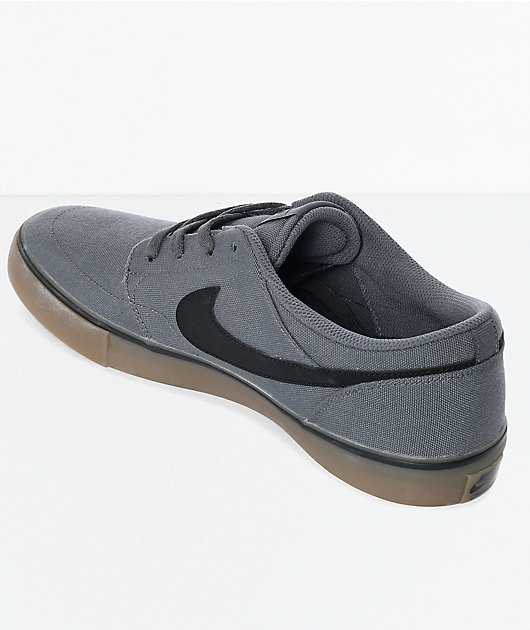 Nike SB Portmore II Dark Grey & Gum Canvas Skate Shoes