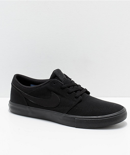 Nike SB Portmore II All Black Canvas zapatos de skate | Zumiez