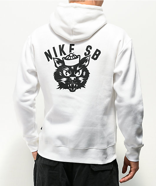 Nike SB Saber Cat White Hoodie Zumiez