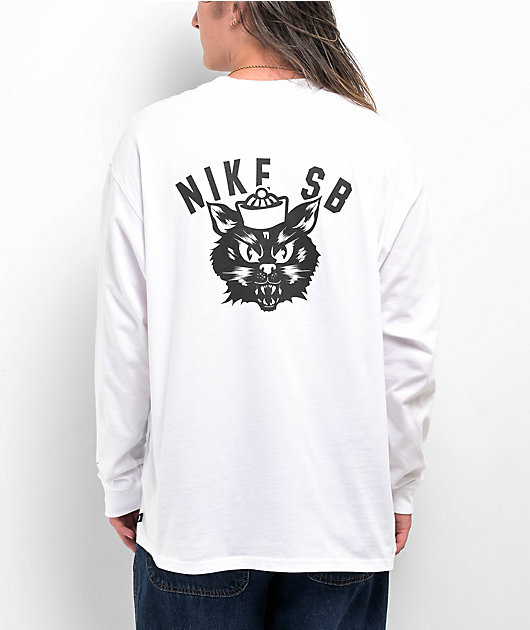 Zumiez Nike Cat T Shirt Nike SB Saber Cat White Long Sleeve T-Shirt