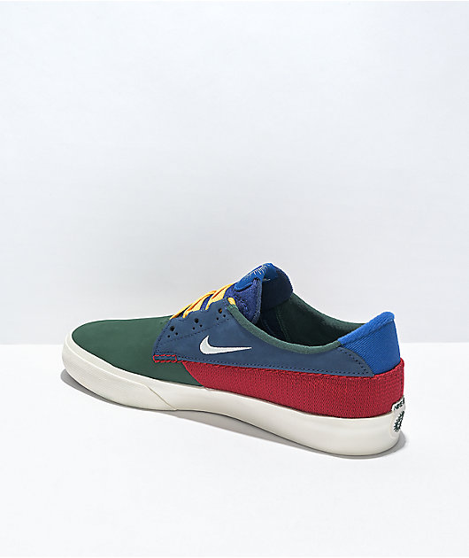 nike red blue and yellow shoes