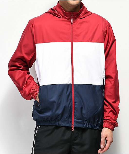 nike windbreaker red white blue