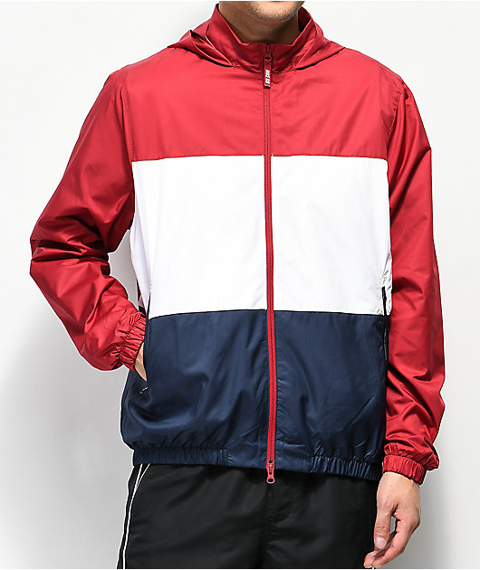 Shield chaqueta cortavientos roja, blanca y azul