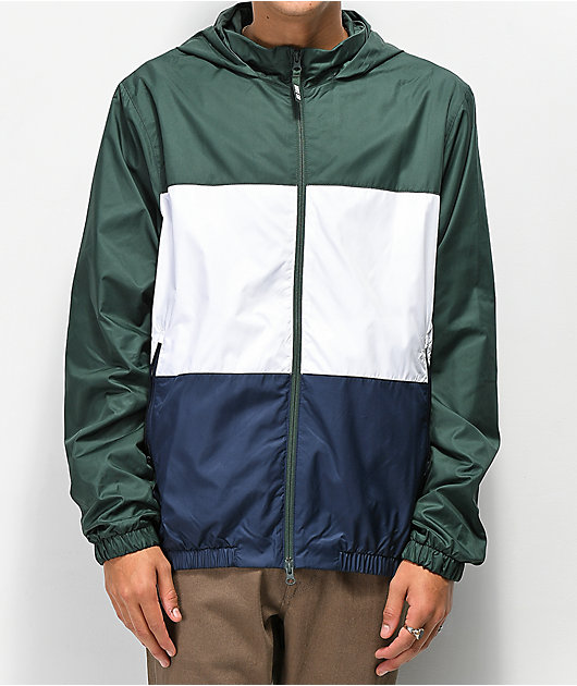 Nike SB Shield chaqueta cortavientos verde, blanca y azul | Zumiez