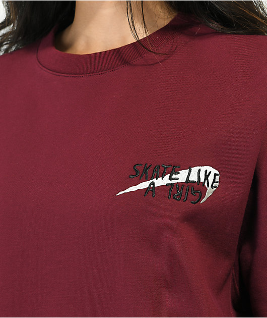 Nike burgundy crew discount neck