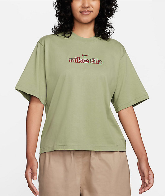 Nike SB Skate Logo Green Boxy T-Shirt | Zumiez