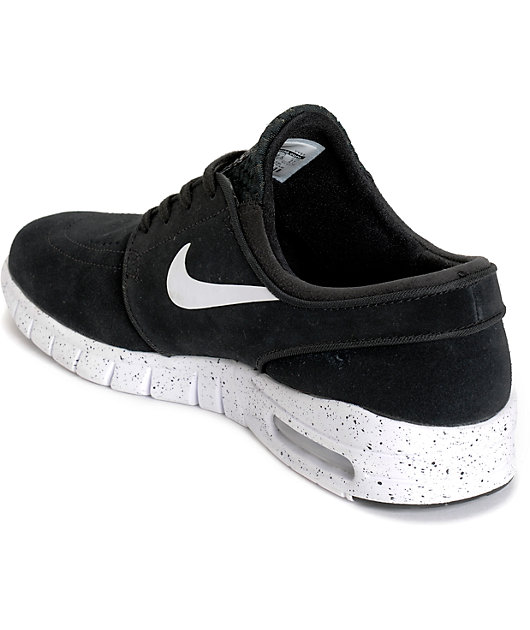 sb stefan janoski max skate shoes - black/black/white