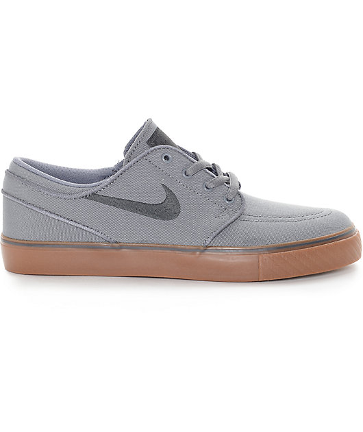 nike sb janoski grey & gum canvas skate shoes