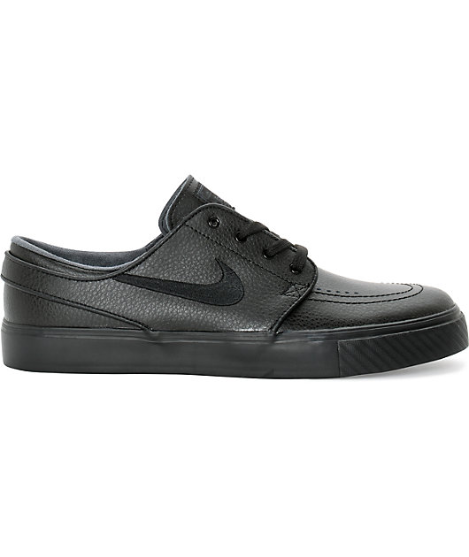 Nike SB Stefan Janoski zapatos de skate de cuero negro y antracita | Zumiez