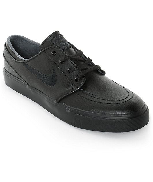 Nike SB Stefan Janoski zapatos de skate de cuero negro y antracita | Zumiez