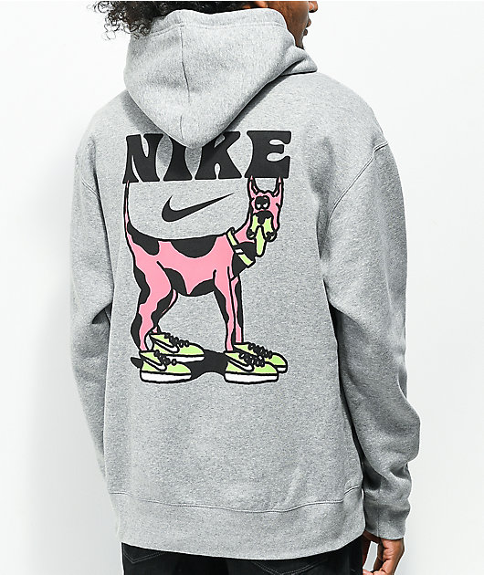 Nike SB Sudadera con capucha gris con perro rosa