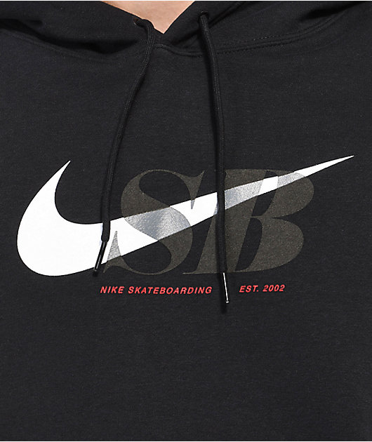 lino montar curso Nike SB Swoosh Through Black Pullover Hoodie