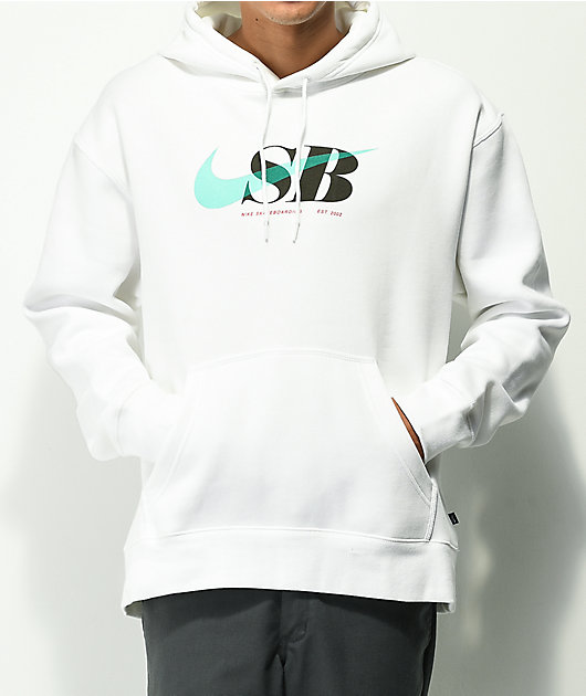 Nike SB Swoosh Through White Hoodie Zumiez