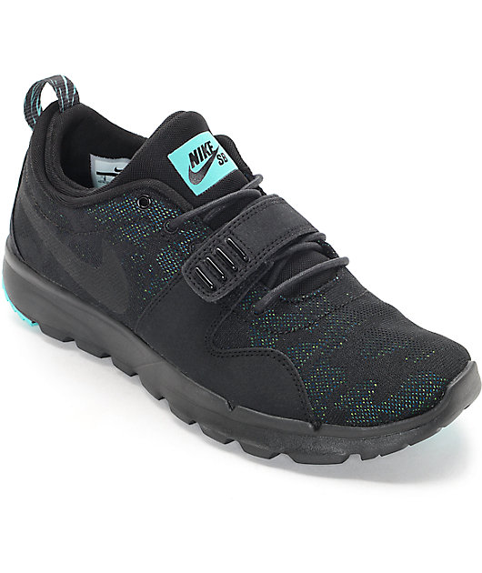 Nike SB Trainerendor zapatos en negro, negro y verde jade | Zumiez