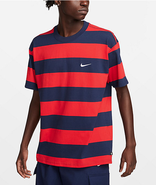 blue red and white nike shirt