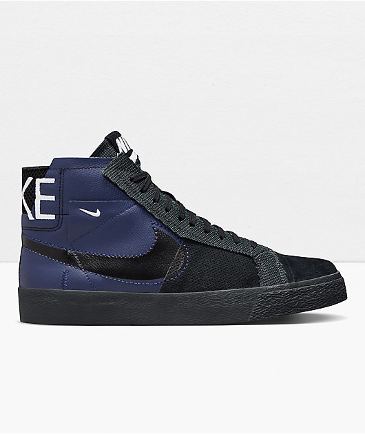 Nike SB Zoom Blazer Mid PRM Midnight Navy Black Skate Shoes Zumiez