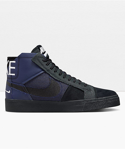 Nike SB Zoom Blazer Mid PRM Midnight Navy Black Skate Shoes Zumiez