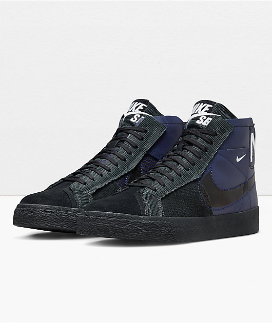 Nike SB Zoom Blazer Mid PRM Midnight Navy & Black Skate Shoes | Zumiez