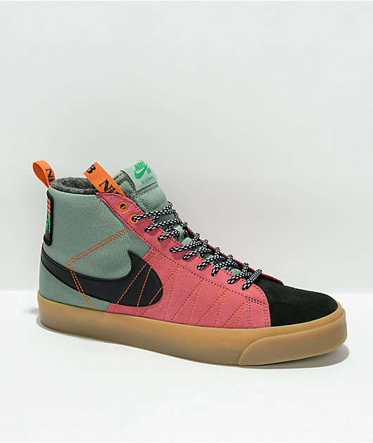 Nike SB Zoom Blazer Mid Premium Smoke & Pink Skate Shoes لعبة سوبر ماركت