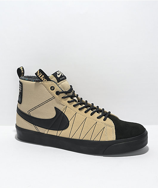 Nike SB Zoom Blazer Mid Premium Tan & Black Skate Shoes | Zumiez display picture 1