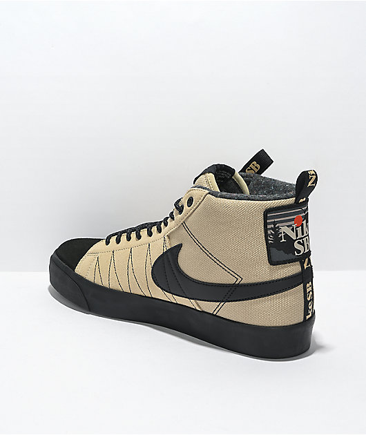 Nike SB Zoom Blazer Mid Premium Tan & Black Skate Shoes | Zumiez