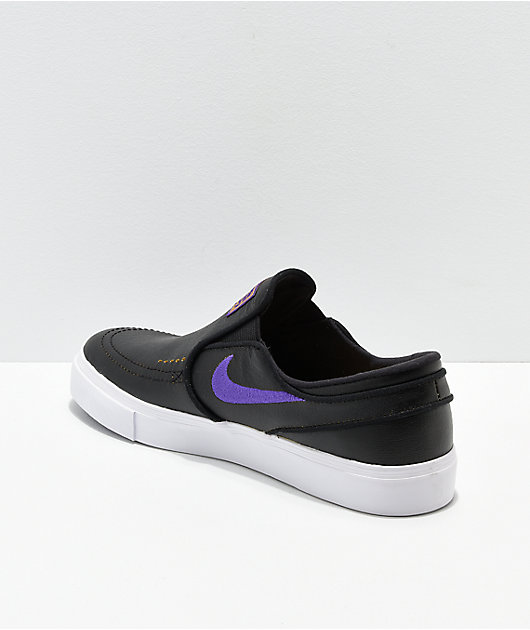 Nike SB x Janoski Black & Purple Slip-On Skate Shoes
