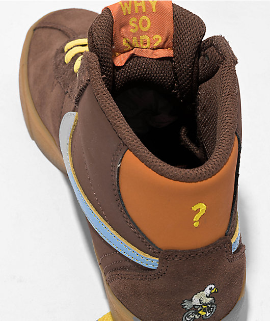 Nike SB x Why So Sad Bruin High PRM Chocolate & Blue Skate Shoes