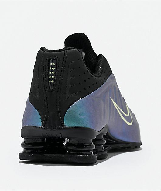 Nike Shox R4 Black, Sapphire & Liquid Lime Shoes | Zumiez