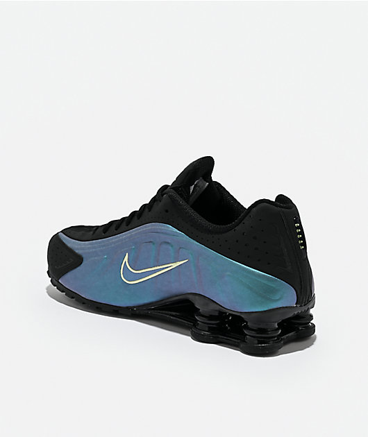 Nike Shox R4 Black, Sapphire & Liquid Lime Shoes | Zumiez