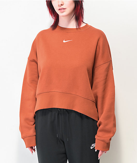 munt Voorbijgaand Lounge Nike Sportswear Burnt Orange Crop Crewneck Sweatshirt