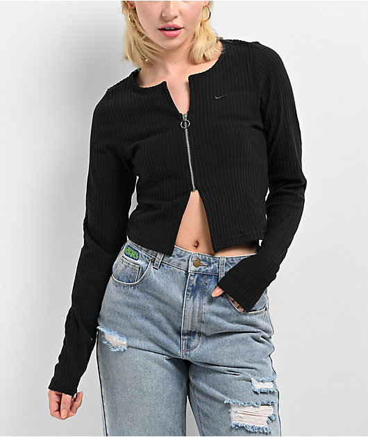 Nike Sportswear Chill Knit Black Zip Cardigan | Zumiez