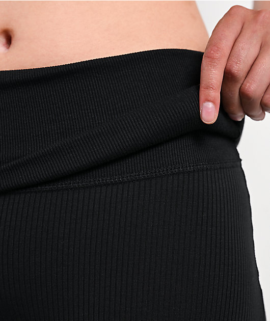 Nike Sportswear Chill Knit Ribbed Black Mid Rise Flare Leggings