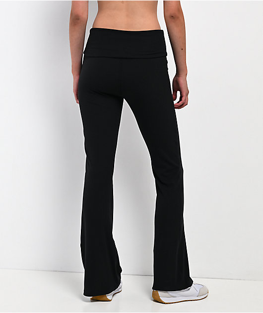 Nike Sportswear Chill Knit Ribbed Black Mid Rise Flare Leggings