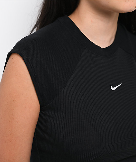 Nike Sportswear Chill Knit Ribbed Black T-Shirt