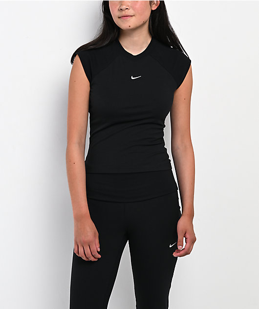 Nike Sportswear Chill Knit Ribbed Black T-Shirt