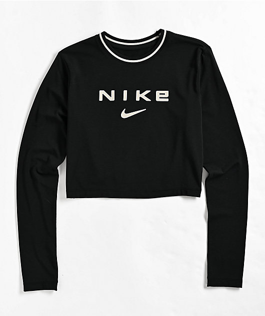 Nike Sportswear Chill Knit Slim Black Long Sleeve Crop T