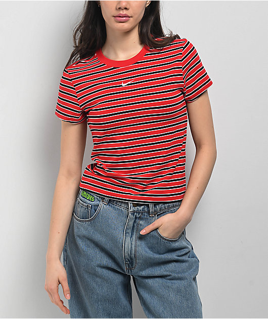 Nike Sportswear Chill Striped Red Knit T-Shirt