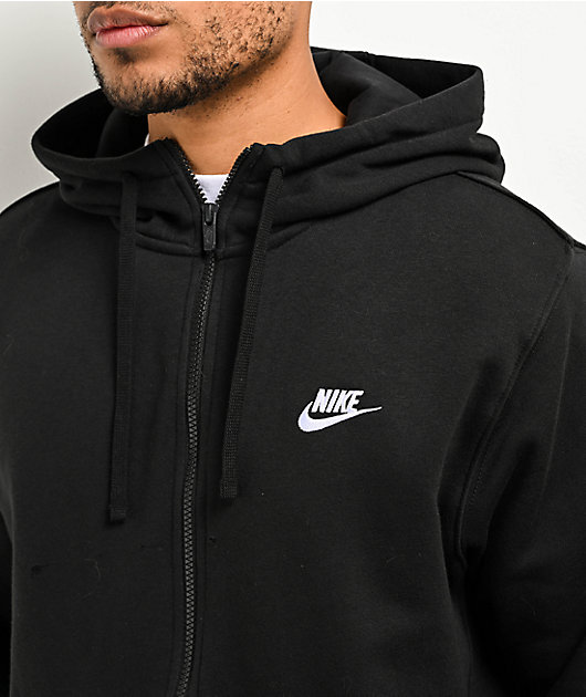 Nike Sportswear Club Black & White Zip Hoodie | Zumiez