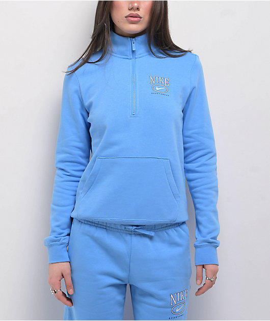 Nike Sportswear Club Blue Fleece Quarter Zip Sweatshirt | Zumiez