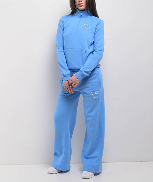 Nike Sportswear Club Blue Wide Leg Fleece Sweatpants | Zumiez
