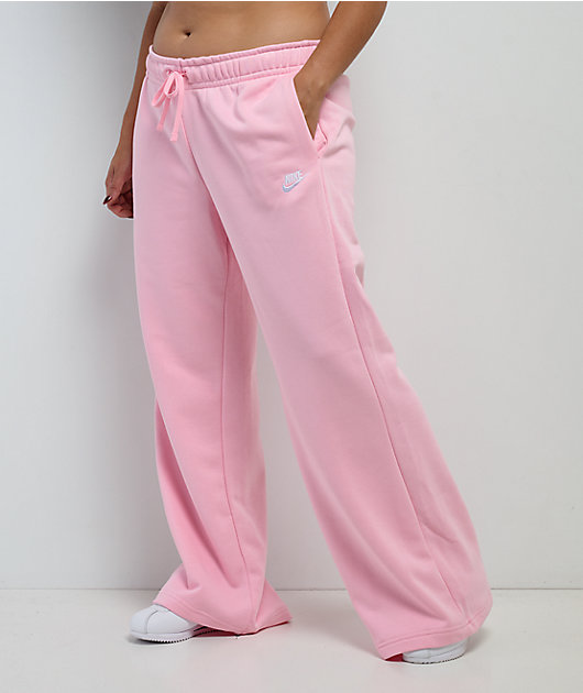 Nike Sportswear Club Fleece Beyond Pink Mid Rise Wide Leg Sweatpants