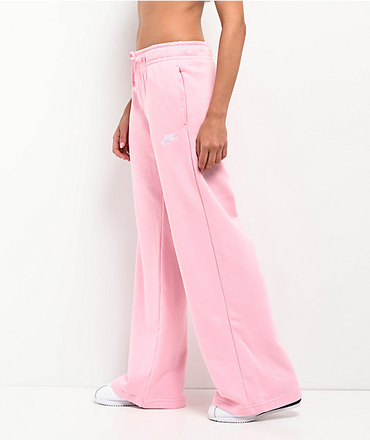 Nike Sportswear Club Fleece Beyond Pink Mid Rise Wide Leg Sweatpants