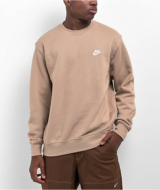 https://scene7.zumiez.com/is/image/zumiez/product_main_medium/Nike-Sportswear-Club-Fleece-Khaki-Crewneck-Sweatshirt-_371725-front-US.jpg
