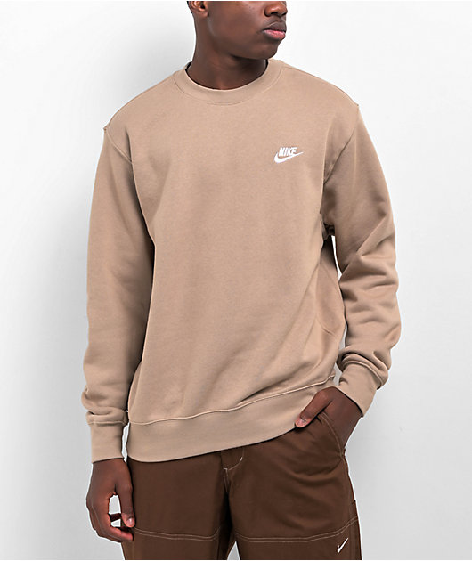 Nike Sportswear Club Fleece Khaki Crewneck Sweatshirt Zumiez