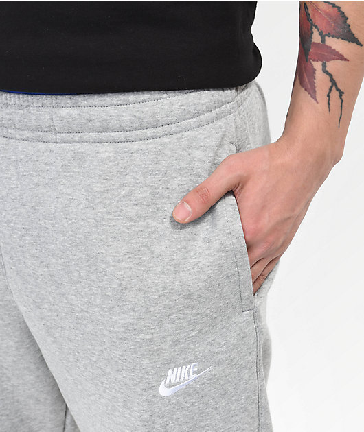Nike Club Straight-leg Logo-embroidered Nylon-trimmed Fleece Sweatpants In  Gray