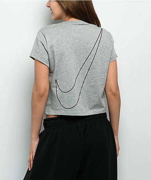 Nike Sportswear Club Heather Grey Crop T-Shirt