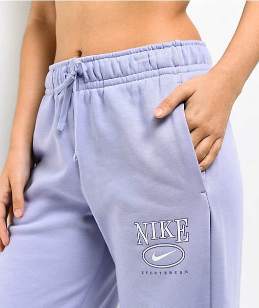 Nike Sportswear Club Purple Wide Leg Fleece Sweatpants