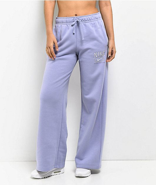 Nike Sportswear Club Purple Wide Leg Fleece Sweatpants