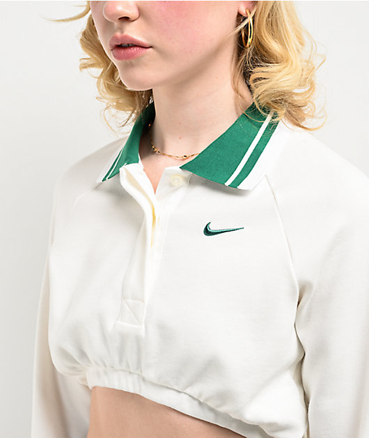 Long sleeve cropped polo shirt online